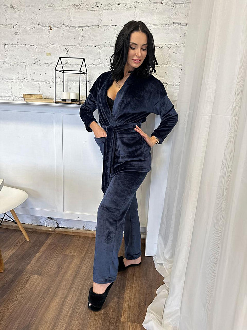 Домашний костюм с халатом Nelly 46-48, Темно-синий Киев - изображение 1