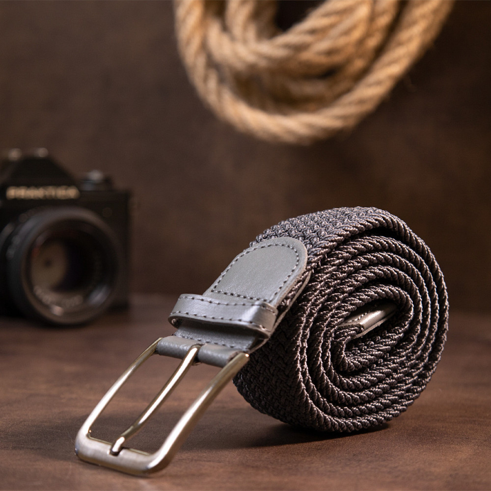 Текстильный ремень мужской классика Vintage 20518 Серый Киев - изображение 5