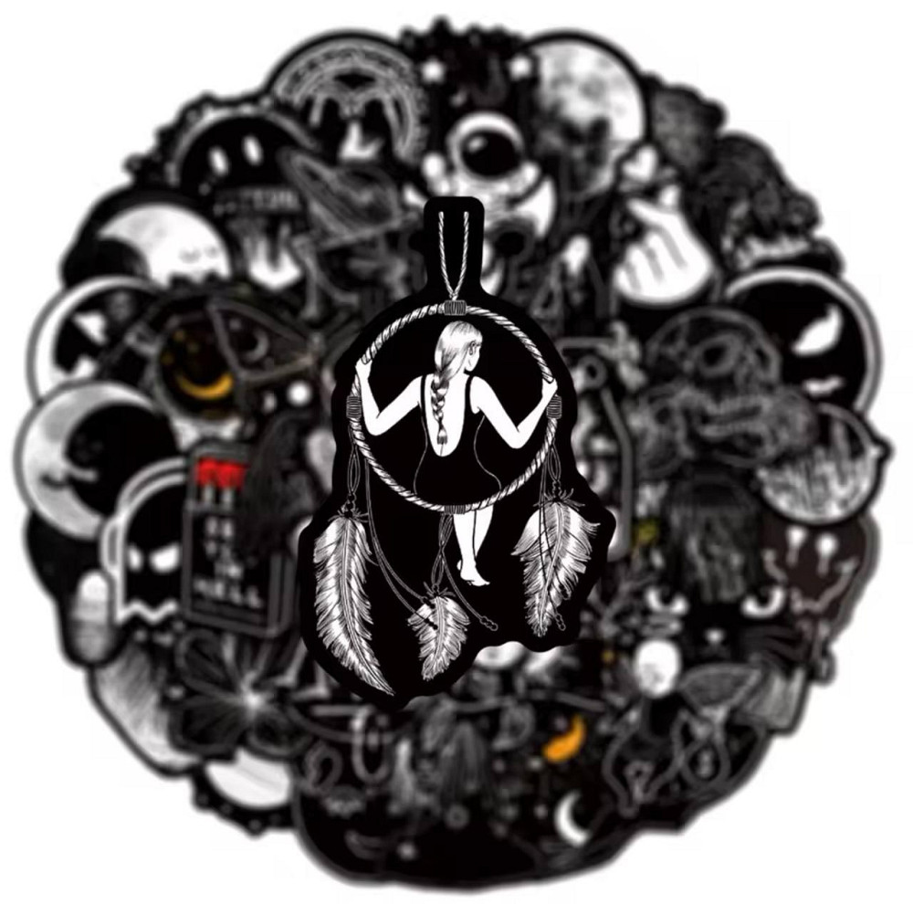 50 шт. черно-белых готических наклеек из винила для скрапбукинга, ежедневника, ноутбука, бутылки для воды. Киев - изображение 3