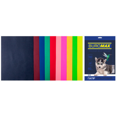 Бумага Buromax А4, 80g, DARK+NEON, 10colors, 50sh (BM.2721050-99) Винница - изображение 1