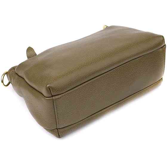 Стильна шкіряна сумка із щільним дном для жінок Vintage 22984 Оливковий Київ