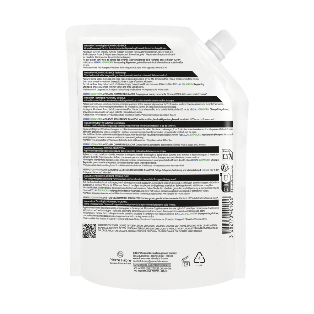 Дюкре Келюаль Скванорм шампунь проти жирної лупи Рефіл Ducray Kelual Squanorm Shampooing Antipelliculaire Grasses, 400 мл Дніпро - фото 2