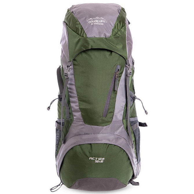 Рюкзак туристичний каркасний COLOR LIFE 172 60л нижній вхід оливковий Київ - фото 2