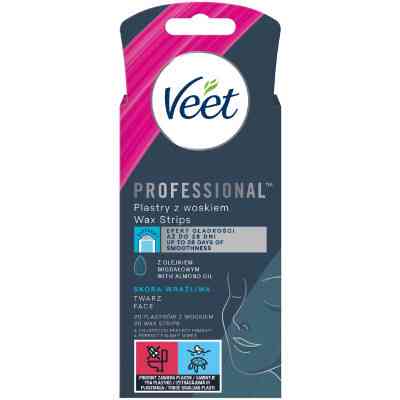 Воскові смужки Veet Professional для чутливої шкіри обличчя з Олією мигдалю 20 шт. (5900627074253) Вінниця