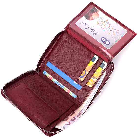 Портмоне для жінок на блискавці з натуральної шкіри ST Leather 19487 Бордовий Київ