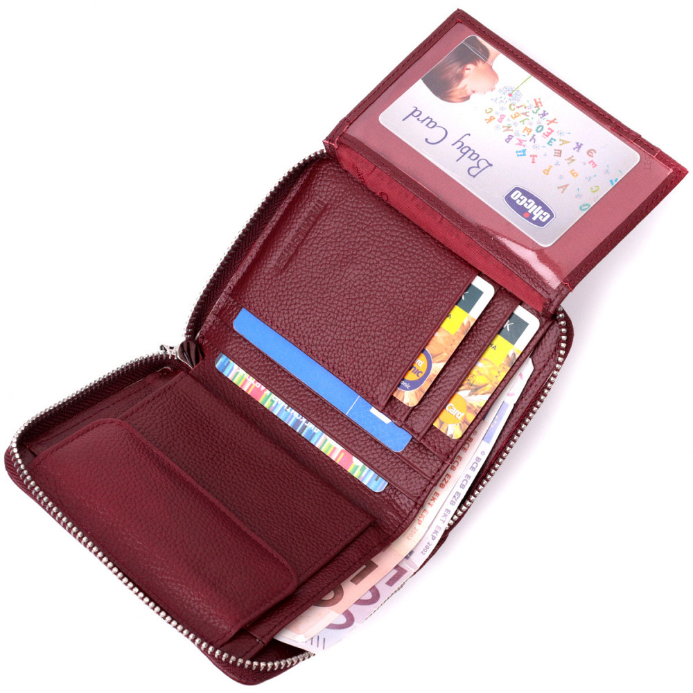 Портмоне для жінок на блискавці з натуральної шкіри ST Leather 19487 Бордовий Київ - фото 6