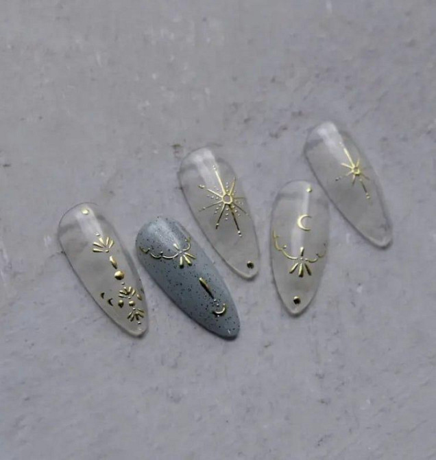 Наклейки для ногтей «Луна и звёзды» — золотистые (1 лист) Киев - изображение 3