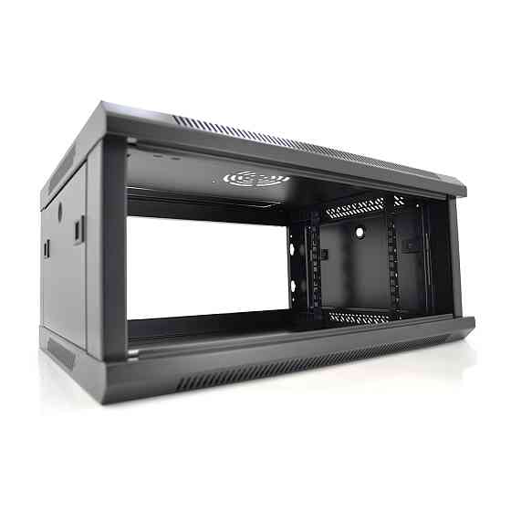 Шафа Merlion 4U, 600*600*279 (Ш*Г*В)мм  загартоване скло, чорна, сталь 1,2мм з замком Київ