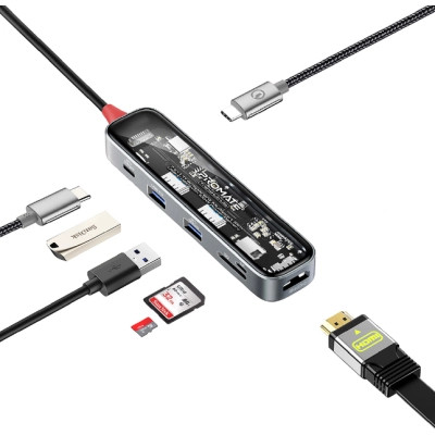 Концентратор Promate USB-C 7-in-1 Promate transhub-lite (transhub-lite) Вінниця - фото 1