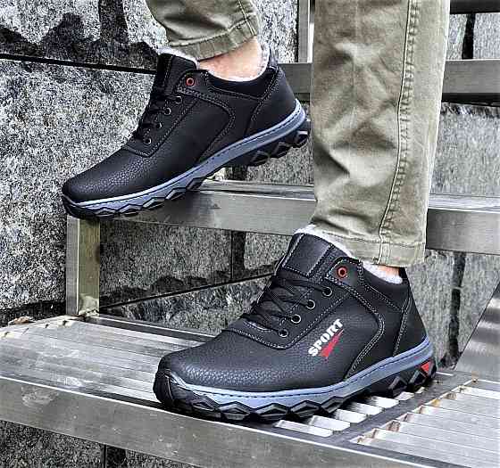 Кросівки ЗИМНІ На Хутрі Чорні Туфлі (розміри: 41,42,43,44) Дніпро