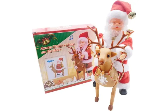 Игрушка Санта-Клаус верхом на олене /новогодняя игрушка Коломия