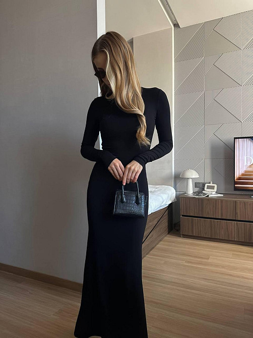 Женское облегающее макси платье из вискозы Черный Одесса - изображение 6