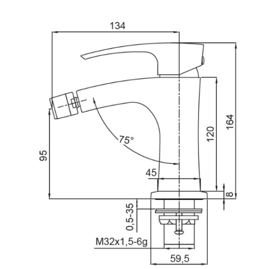 Змішувач для біде Koer KB-20007-04 (колір хром+білий) (KR5158) Чернівці - фото 3