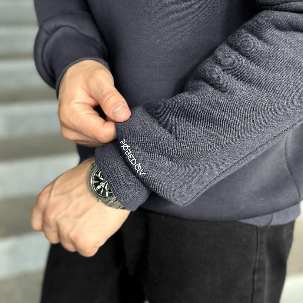 Світшот чоловічий зимовий однотонний сірий Pobedov Apex Київ - фото 4