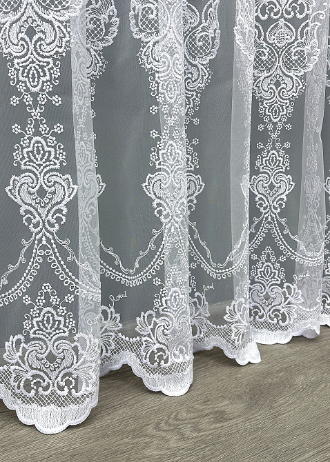 Тюль фатин с вышивкой и люрексом цвет холодный белый 1571т Киев - изображение 5