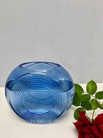 Ваза скляна 19*10*16 см "Марок" синє товсте скло Київ