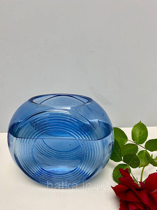 Ваза скляна 19*10*16 см "Марок" синє товсте скло Київ - фото 4