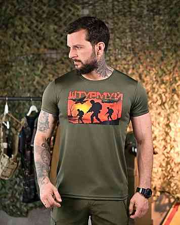 Тактическая потоотводящая Футболка Штурмуй олива     ПП7896 Одесса