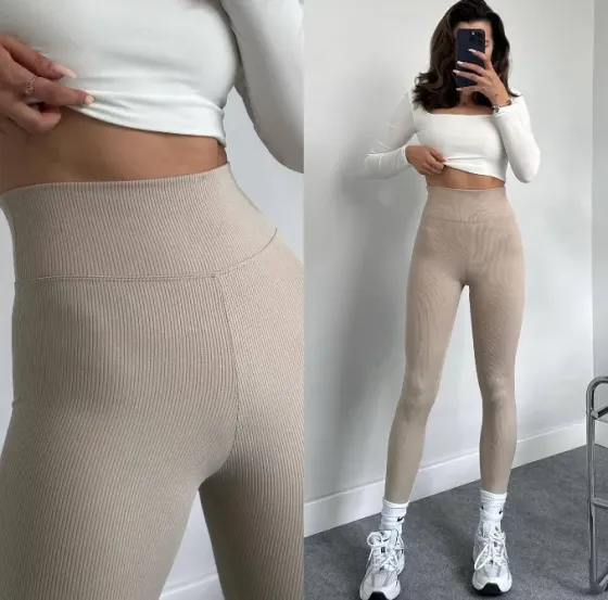 Женские утеплённые ребристые леггинсы на микрофлисе Харьков