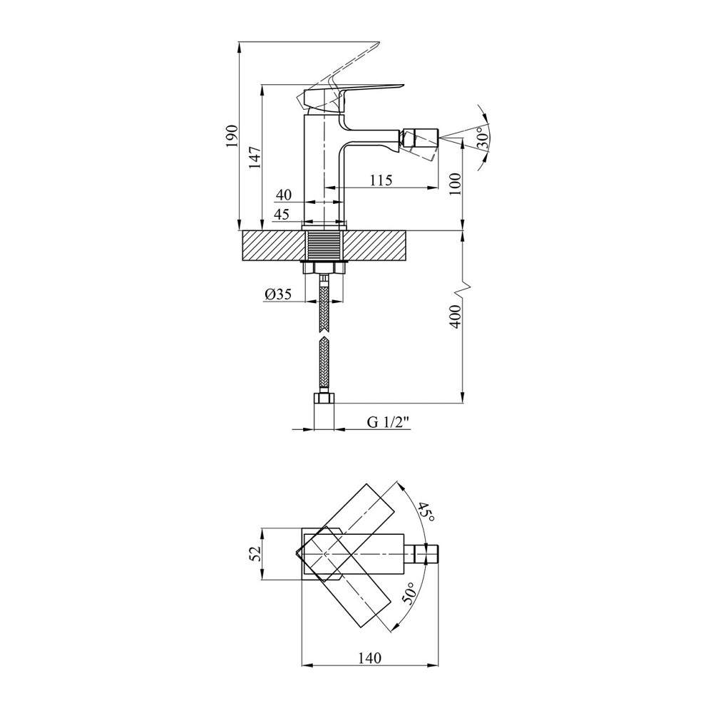 Змішувач для біде Kroner KRP Harz - C020 Київ - фото 2