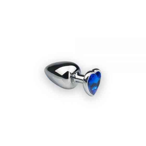 Анальная пробка Silver Heart Sapphire с кристаллом в виде сердечка S Sex Aura Киев