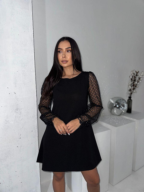 Жіноче романтичне вечірнє плаття, креп дайвінг, сітка флок із блискітками 50/52 Одеса - фото 4