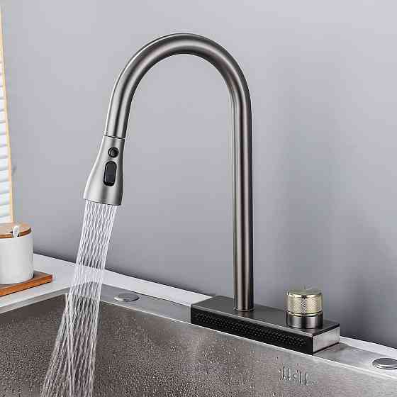 Смеситель для кухни Mixxus FOL-014 Graphite (цвет графит) с выдвижной лейкой и функцией 