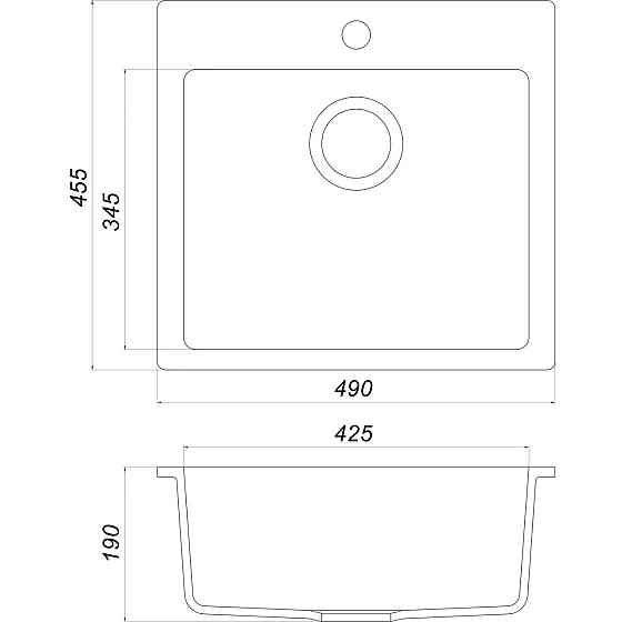 Гранитная мойка Globus Lux AOSTA серый камень 490x455мм-А0005 (000023382) Киев