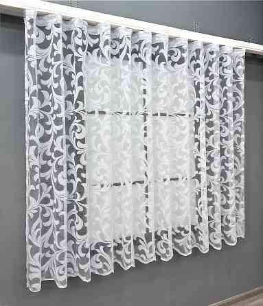 Короткая тюль, высота 1,5 м., жаккард цвет белый 1597т Киев