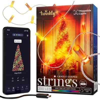 Гірлянда Twinkly Smart LED Strings USB 200 Candle-shaped RGB LEDs, Clear Wire, USB-C 12м (TWKC200RGB-T) Вінниця
