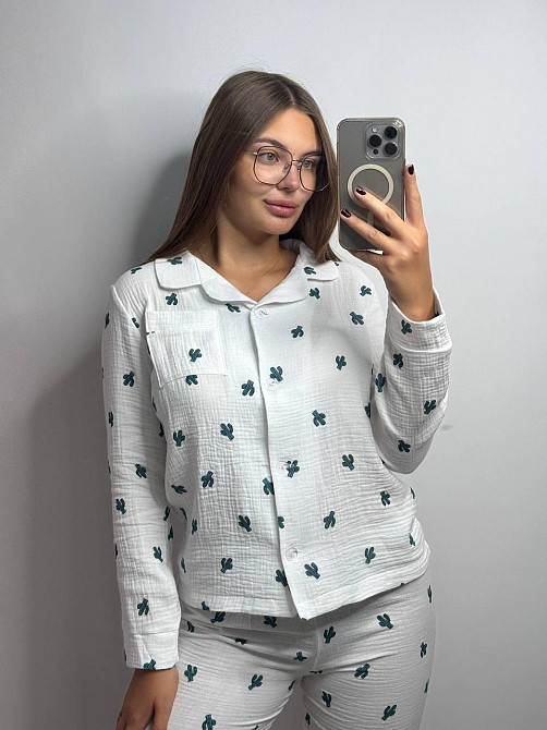 Женский комплект из натуральной ткани Кактус, Молочный, XL-2XL Харьков - изображение 1