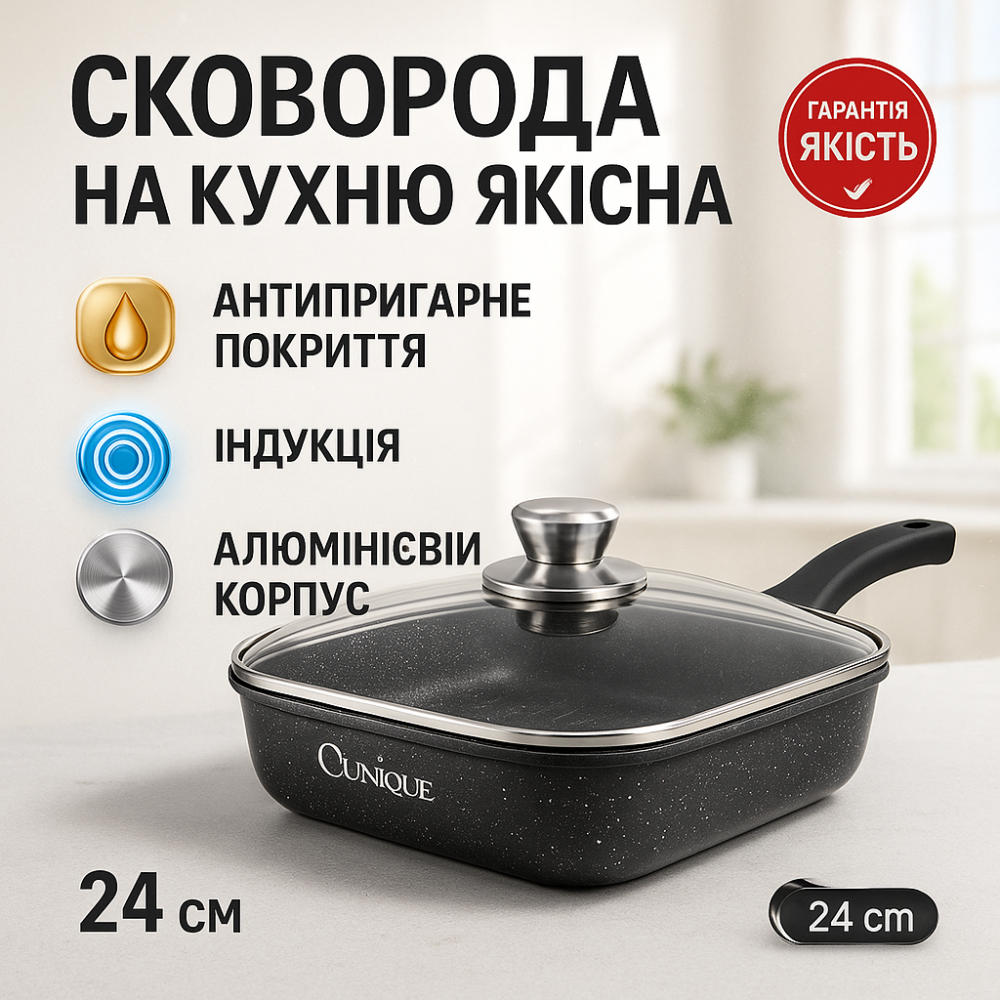Долговечные сковородки Unique, Качественные кухонные сковородки, Сковорода без растительного масла ZE-90 Львов - изображение 13