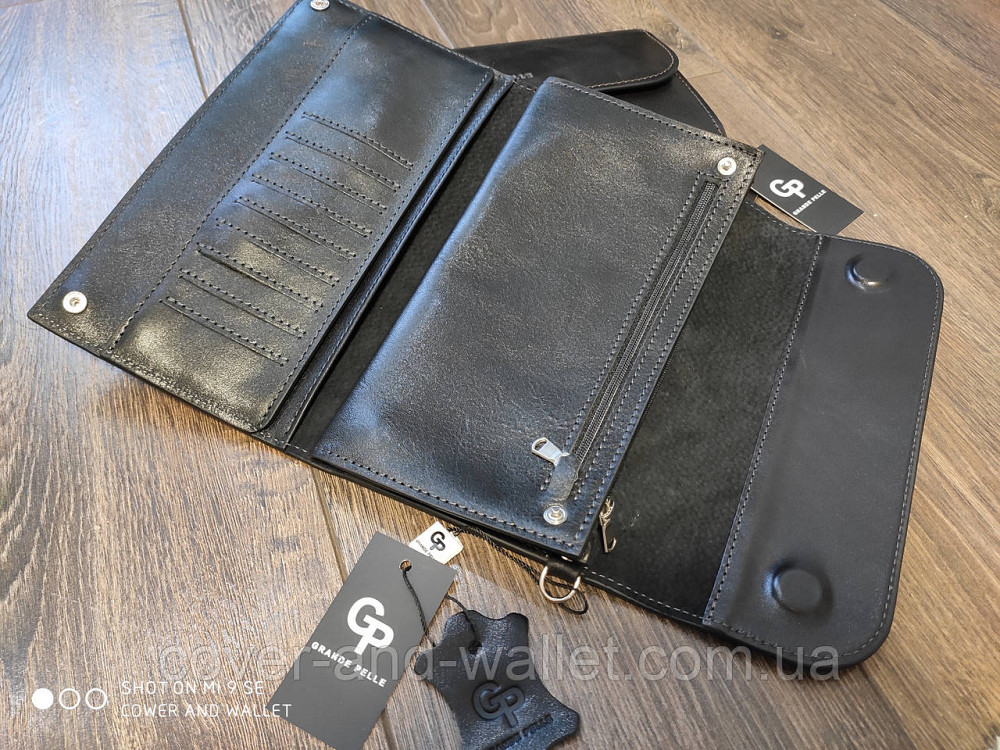 Стильний шкіряний чоловічий клатч на магнітах чорного кольору Grande Pelle Practico 704410 Київ - фото 5