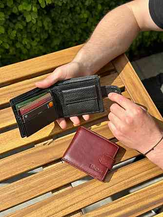 Чоловічий гаманець натуральний гаманець чорний, коричневий HORTON 208 Київ