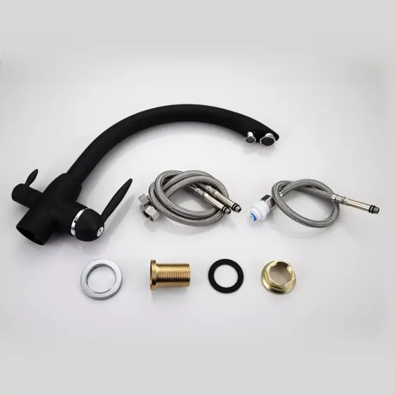 Змішувач для кухні з підключенням до фільтру Frap F4399-7, чорний Київ