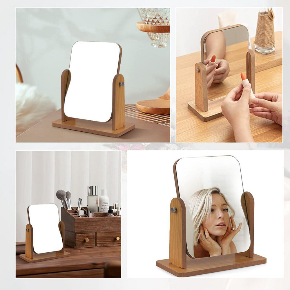 Обертове настільне дзеркало з дерев'яною підставкою 22 x 17 см 29595 Луцк - изображение 4