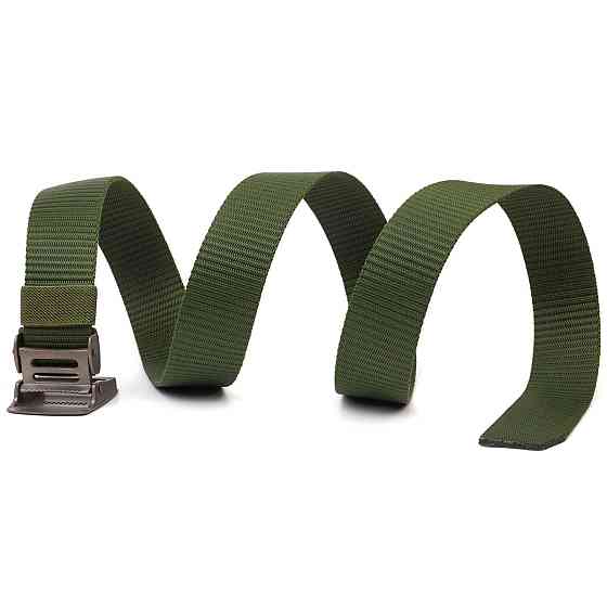 Крепкий мужской ремень с металлической пряжкой из текстиля 20595 Vintage Зеленый Киев
