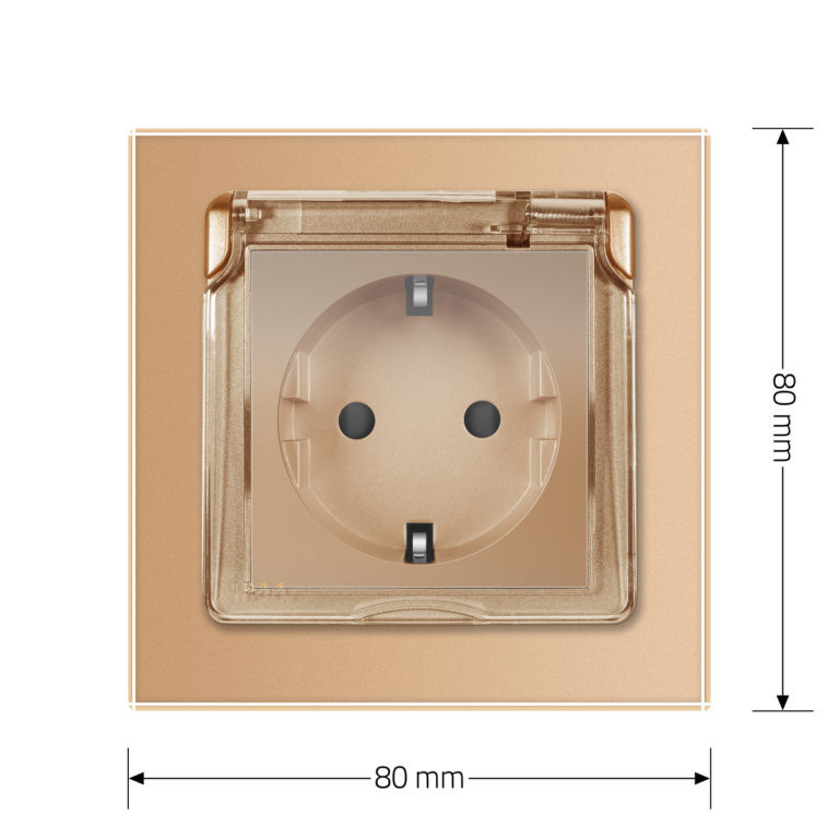 LIVOLO Електрична розетка вологозахисна з кришкою IP44 з заземленням, LIVOLO, золота, скляна ра Коломия - фото 7