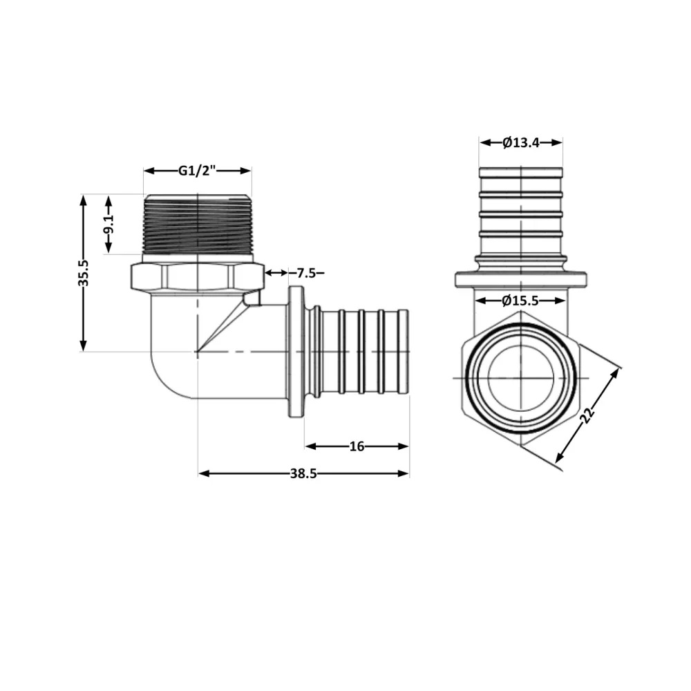 Угол натяжной Icma №1036 d16х2,2-1/2"З 851036ADBO05 Київ - фото 2