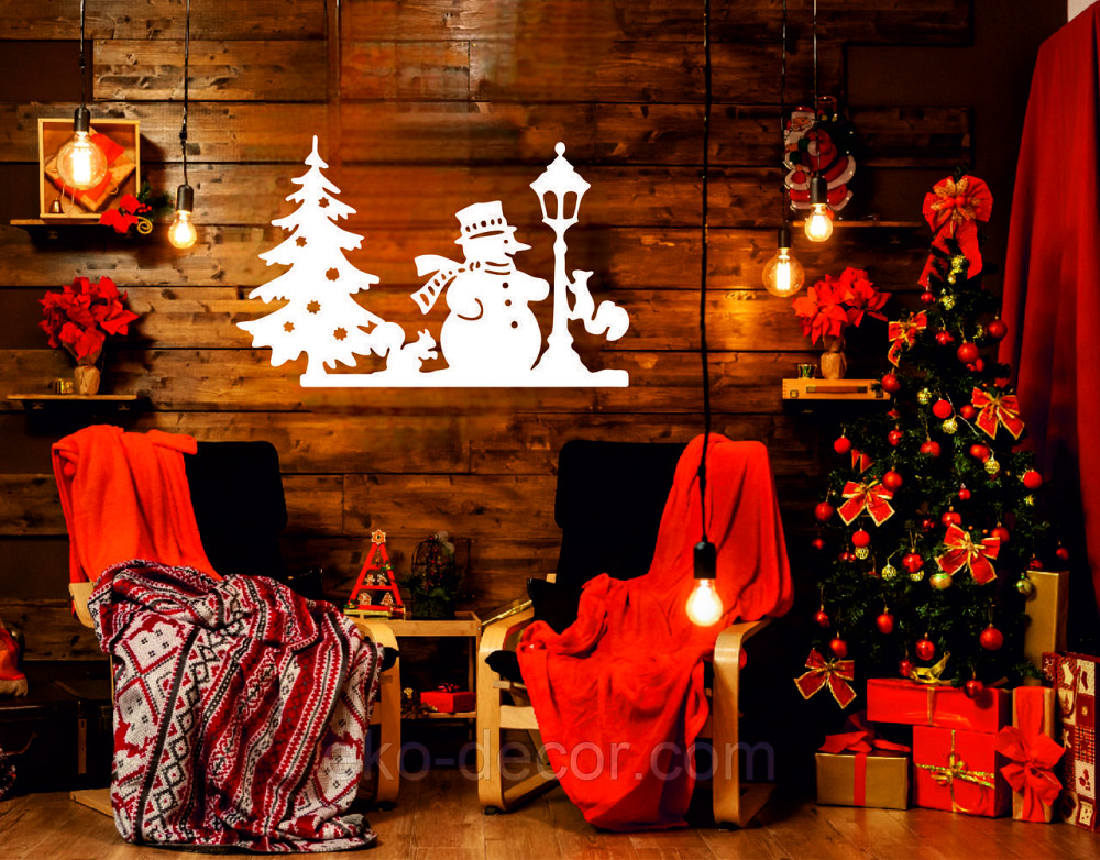 Декоративне настінне Панно «Новий рік», Декор на стену 110*70 см, Білий Київ - фото 1