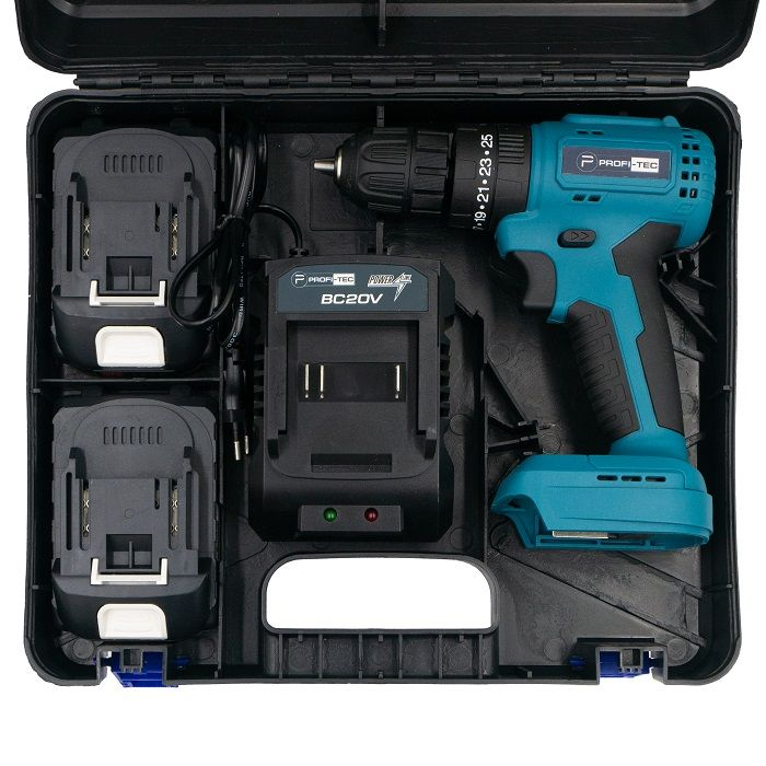 Мощный аккумуляторный шуруповерт PROFI-TEC PCD3520BL POWERLine: с АКБ 2шт-20V 2.0 Ah, 28 Нм, набор головок Киев - изображение 9