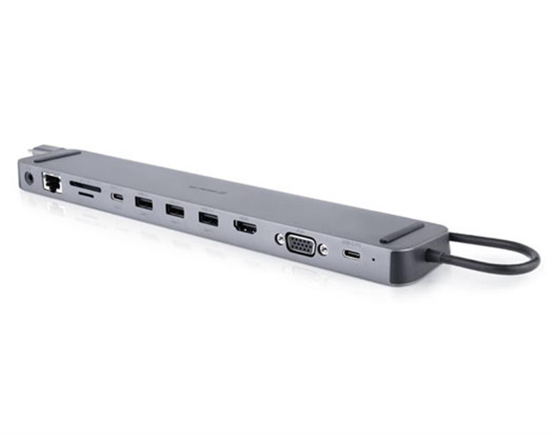 Концентратор REAL-EL CQ-1000 USB3.0х3/USB-C/HDMI/VGA/RJ45/SD/TF/3.5mm audio, 0.4m, Space Grey Сірий Харків - фото 2