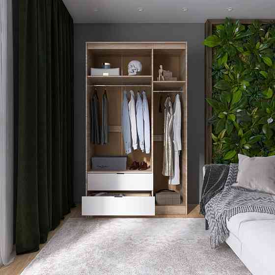 Шкаф распашной для одежды с выдвижными ящиками (штанга-штанга) Эверест Сити-1200 120,2х50х204,6 см Дуб сонома/Белый (DTM-071098) Львов