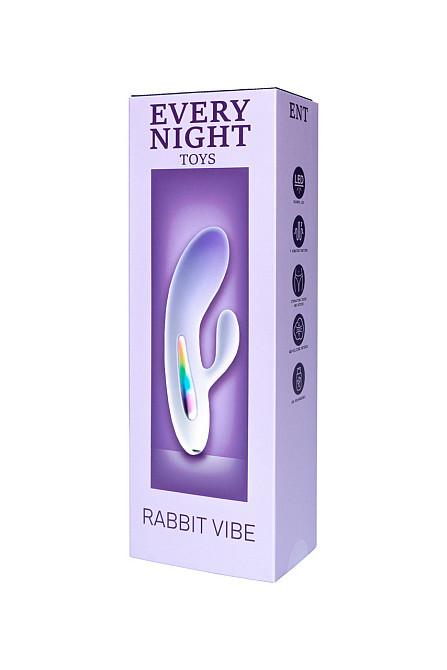 Мини вибратор кролик с цветным светодиодом Every Night Toys, 7 режимов вибрации, сиреневый градиент Sex Aura Киев - изображение 5