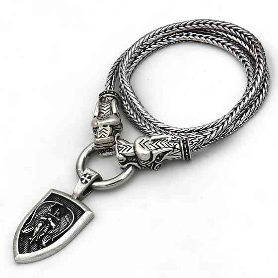 Кулон Архангел Михаил RESTEQ — стильный мужской кулон с цепочкой 60 см из цинкового сплава, массивный и выразительный кулон в Киев