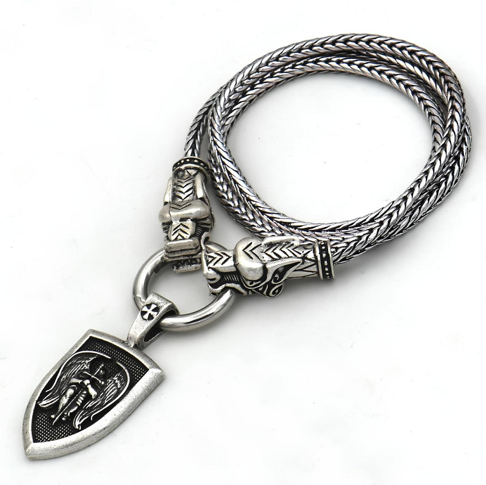 Кулон Архангел Михаїл RESTEQ — стильний чоловічий кулон на ланцюжку 60 см із цинкового сплаву, масивна та виразна прикраса у Київ - фото 1