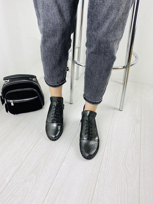 Жіночі черевики нікель з натуральної шкіри-сатин демісезонні весна-осінь р. 38, 39 (БТ/02) / Ст Коломия - фото 8