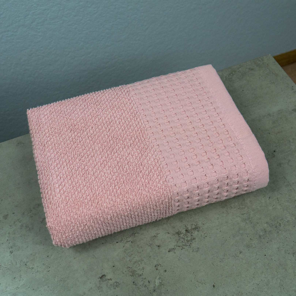 Комплект махровых полотенец Вафельный Бордюр 3шт GM Textile 50х90см, 50х90см, 70х140см 500г/м2 (Розовый) Сумы - изображение 6