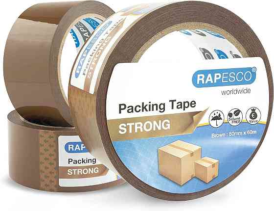 Упаковочная клейкая лента Rapesco 50 мм x 60 м коричневая 3 шт Киев