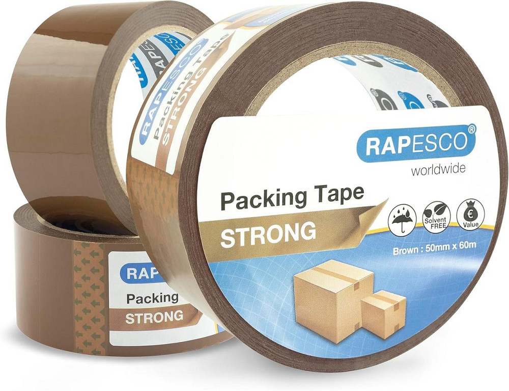 Упаковочная клейкая лента Rapesco 50 мм x 60 м коричневая 3 шт Киев - изображение 1